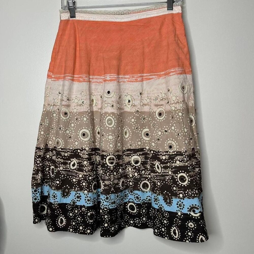 vintage Y2K 2000s retro Vibrant orange and blue midi skirt with a boho touch, - Picture 8 of 8